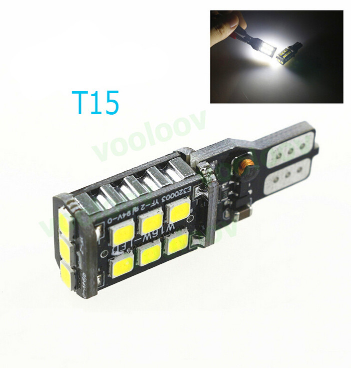

2PCS New Canbus 7.5w T15 LED Reverse Light W16W 15SMD Car LED NO ERROR Back UP light rear Lamp white Car styling, As pic