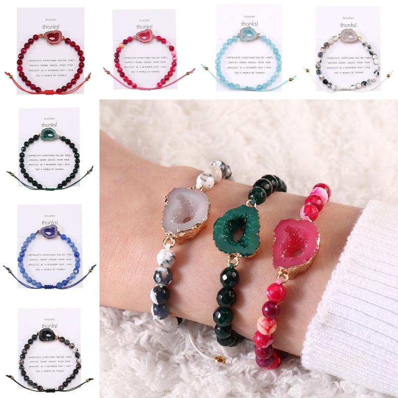 

Natural Stone Bracelet 6mm Agate Bead 7 Colors Resin Couple Bracelets Handmade Woven Rope Bangle Friendship Jewelry Birthday Gift