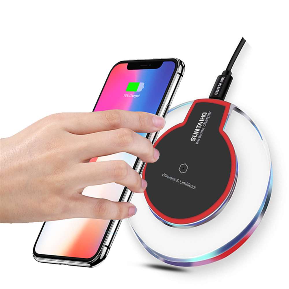 

Wireless Charger Crystal Round Charging Pad for Samsung Galaxy Note 8 S8 S7 S6 Edge Qi-Enabled Device X Xs Max XR
