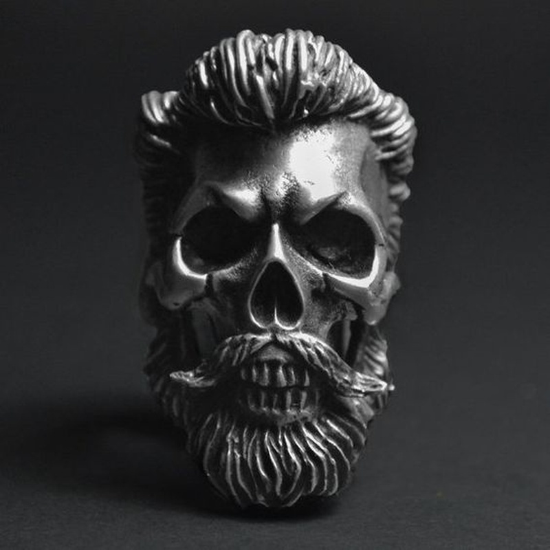 

Gothic Men's 316L Stainless Steel Skull Bearded Nightclub Hip Hop Ring for Punk Gothic Jewelry Biker Ring Size 7-14