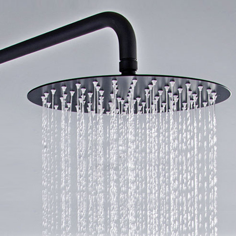 

2019 New Design Europe Hotel Luxury Bathroom Ceiling Overhead Rain Shower Set Round Shape 304ss Rainfall Shower Sprayer Black Finish