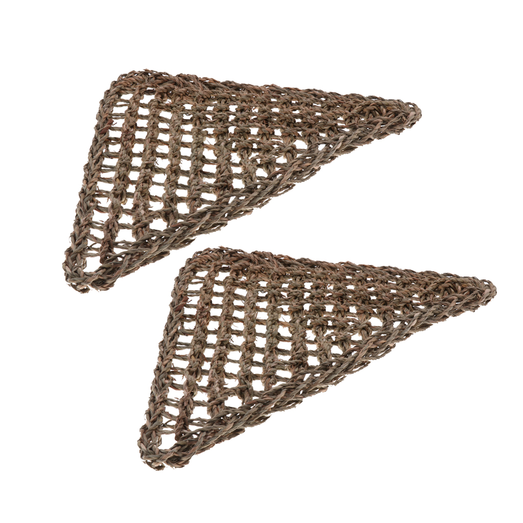 

2pcs natural seagrass reptile corner hammock geckos tank accessories