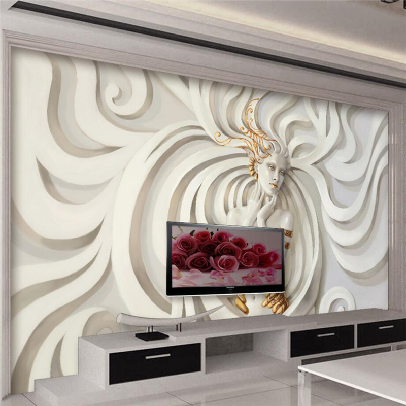 

mural papel de parede para quarto Custom wallpaper Relief three-dimensional sculpture beauty 3D stereo TV background wall, As pic