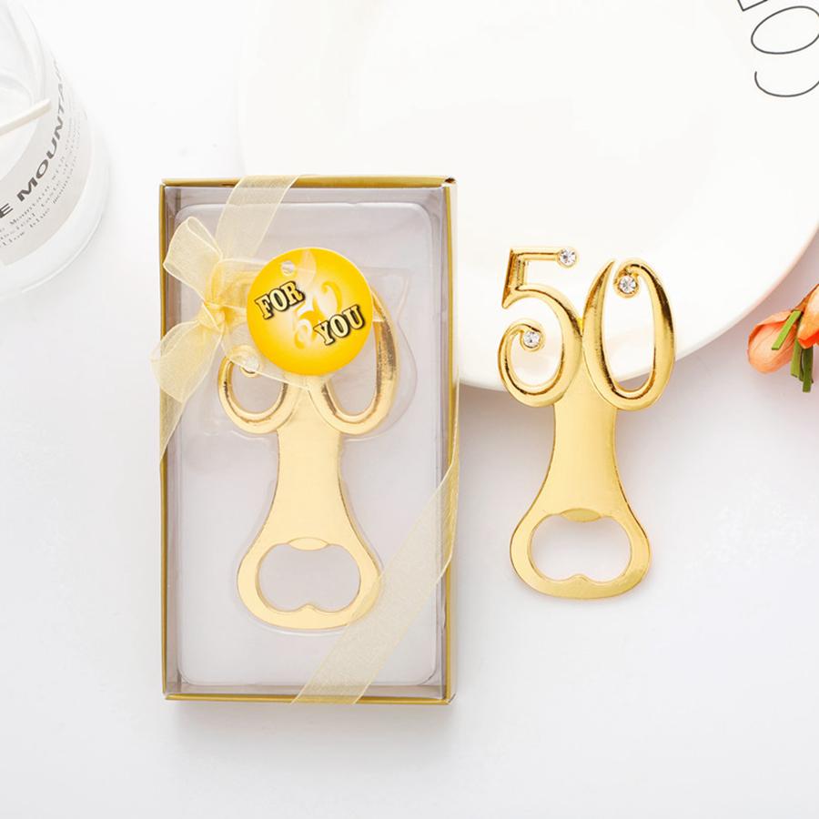 

Golden Wedding Souvenirs Digital 50 Bottle Opener 50th Birthday Anniversary Gift For Guest Party Favor RRA2526