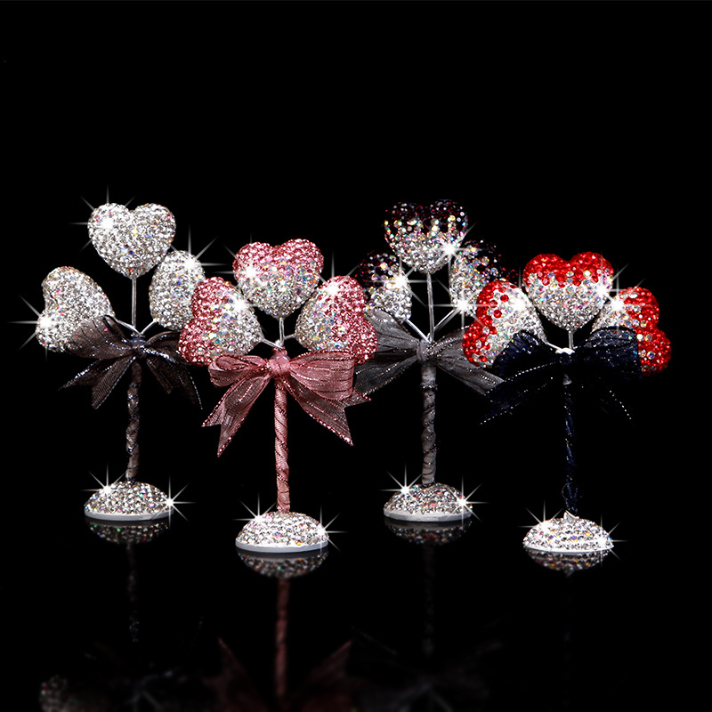 

Rhinestone Gradient Peach Heart Confession Balloon Car Decoration Car Inlay Pink Gradient Heart Shaped Decoration