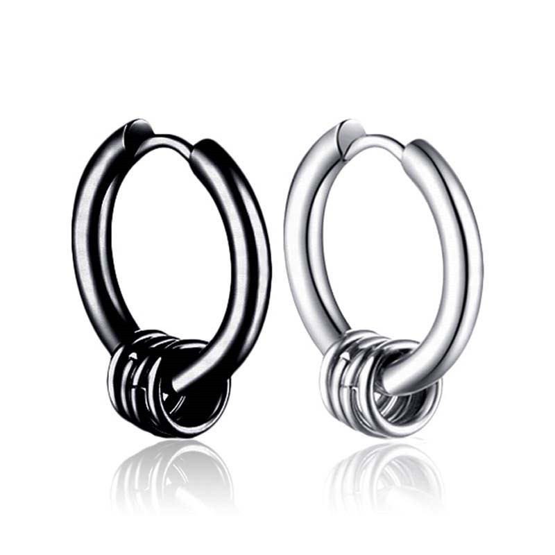 

Stainless steel ring spring hoop earrings women mens earrings hip hop fashion jewelry will and sandy jewelry, Golden;silver