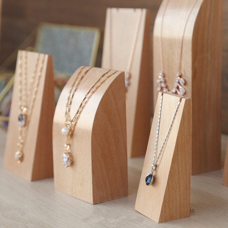 

Luxury Wood Jewelry Necklace Display Stand Jewellery Displays Boutique Counter Trade Show Showcase Exhibitor Necklace Chain Holder