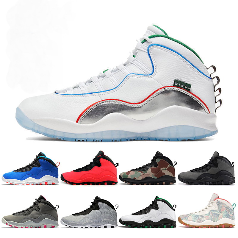 2020 Fashion White Silver Wings Jumpman 10 10s Mens Basketball Shoes Super Bowl LIV Tinker Blue Fire Red Mens Trainers Designer Sneakers