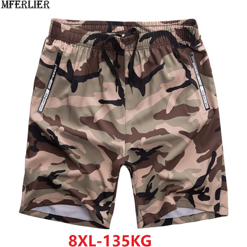 

summer men beach shorts Quick dry Camouflage out door shorts sports plus size 7XL 8XL khaki Comfortable oversize zipper, Picture color
