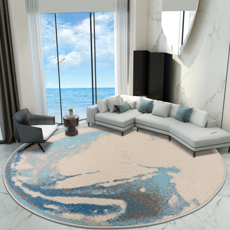 

Blue Ocean Round Carpet Livingroom Home Bedroom Round Rug Thick Computer Chair Floor Mat Cloakroom Modern Area Rugs Sofa Carpets