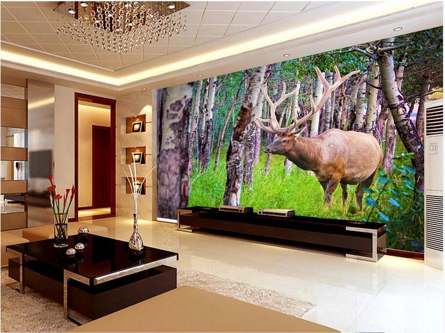 

3d wallpaper stickers custom photo Stag forest hd space sense background wall decor home decorationart canvas wallpaper for walls 3 d, Non-woven wallpaper