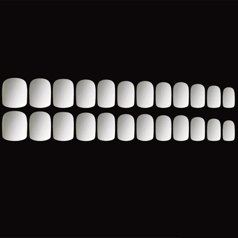 

24pcs Ladies Fake Finger Nails Frosted Matte Short False Nails DIY Manicure MH88, White