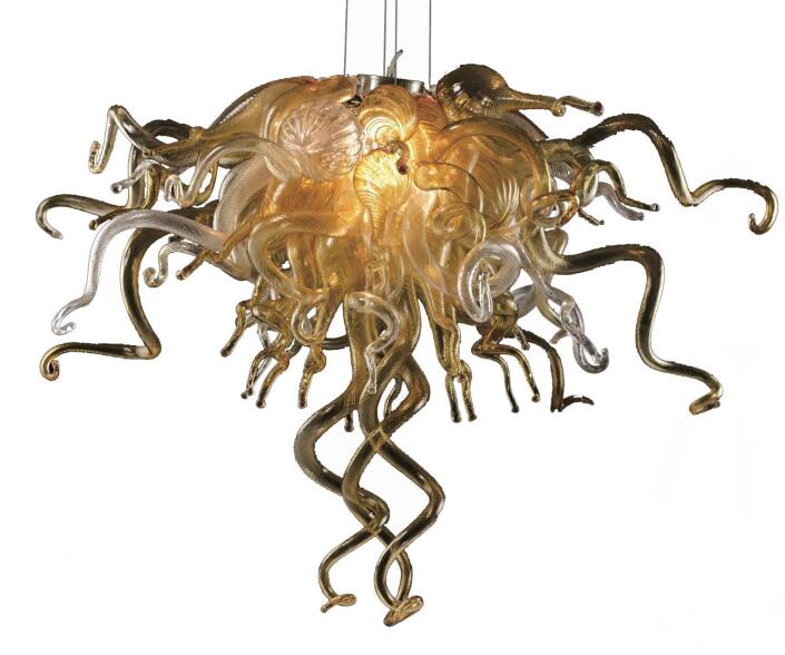 

Artistic Vintage Design Lamps Silver or Golden Twisted Lamp 100% Hand Blown Glass Chandelier LED AC 110V 240V Small Chandeliers