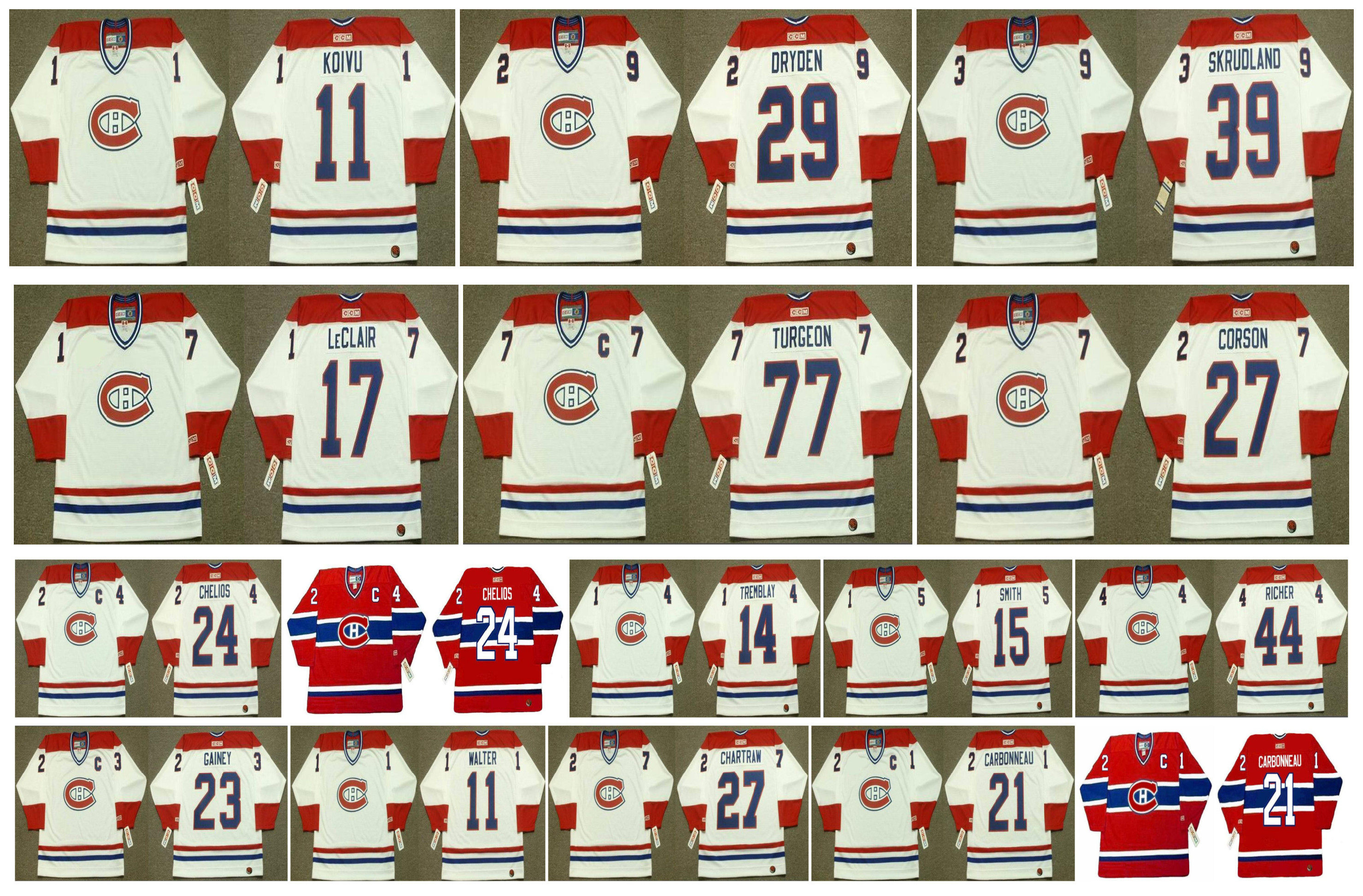 

Vintage Montreal Canadiens Jersey 21 GUY CARBONNEAU 24 Chelios 23 BOB GAINEY 27 RICK CHARTRAW 11 RYAN WALTER 14 MARIO TREMBLAY CCM Hockey, Black;red