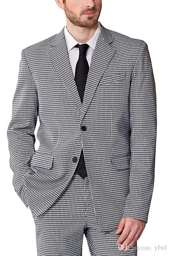

Houndstooth tuxedos groom wedding men suits mens wedding suits tuxedo costumes de smoking pour hommes men(Jacket+Pants+Tie) 064, Same as image