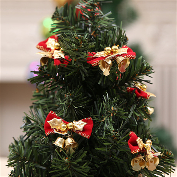 

Red Christmas tree hanging decoration Xmas bowknot Ornament cute Christmas bow with metal bell home festival party supplies FJ424
