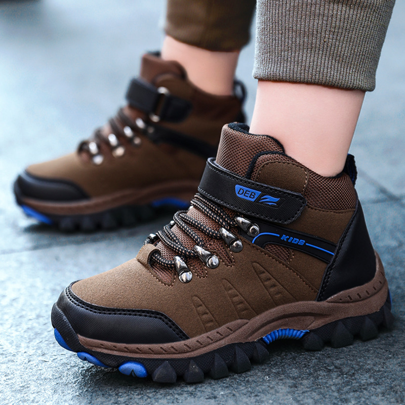 

Brown Hiking Boots For Kids Autumn Winter Boys Shoes Outdoor High Top Sneakers Girls Basket Walking Shoes School Student Boots, Brown size 29-39