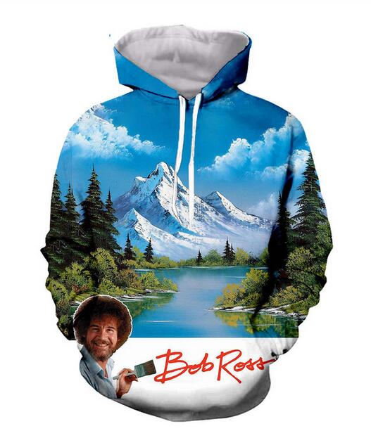 

Mens Designer Hoodies for Women Men Couples Sweatshirt Lovers 3d classical bob ross Hoodies Coats Hooded Pullovers Tees Clothing R165, As shown