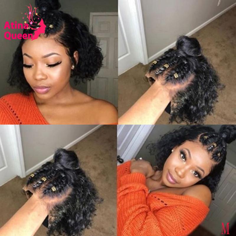 

13X6 Bob Pixie Cut Wig Preplucked Deep Part Lace Front Short Human Hair Wigs Remy Curly Wig Belached Knots For Black Women, As pic