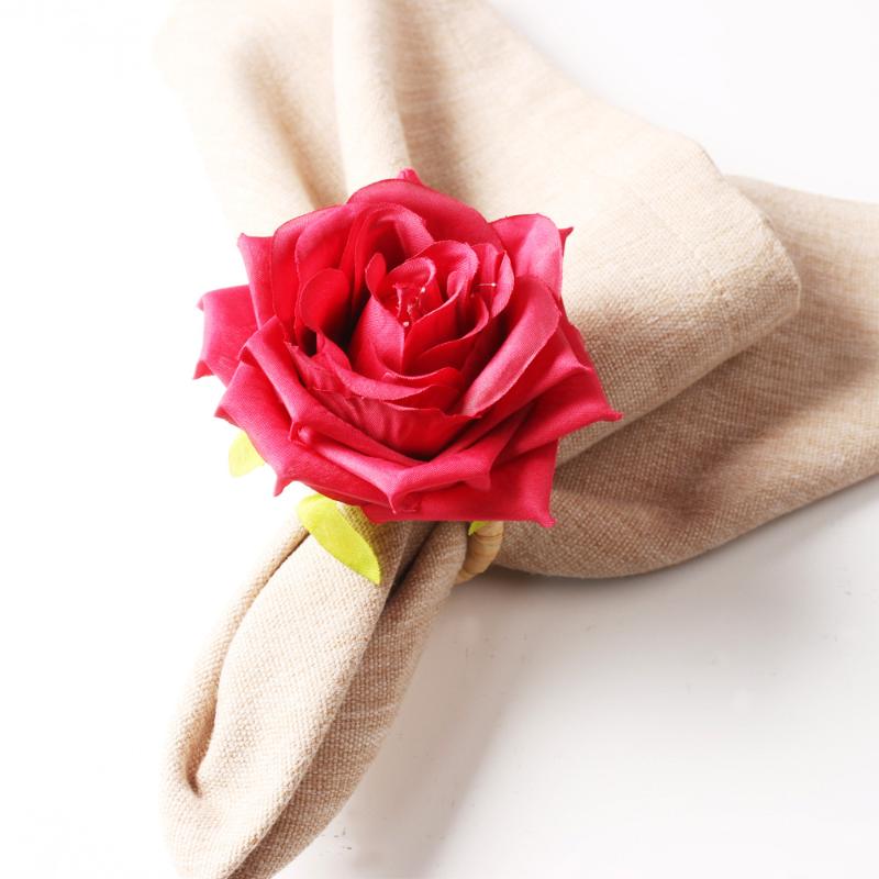 

30pcs Wedding Rose Napkin Ring Flower Napkin Ring Feel Simulation Flower Buckle