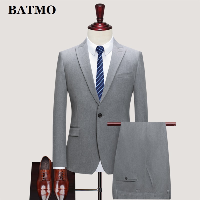 

BATMO 2020 new arrival high quality smart casual suits men,men' wedding dress,jackets+pants,LJT803, Black
