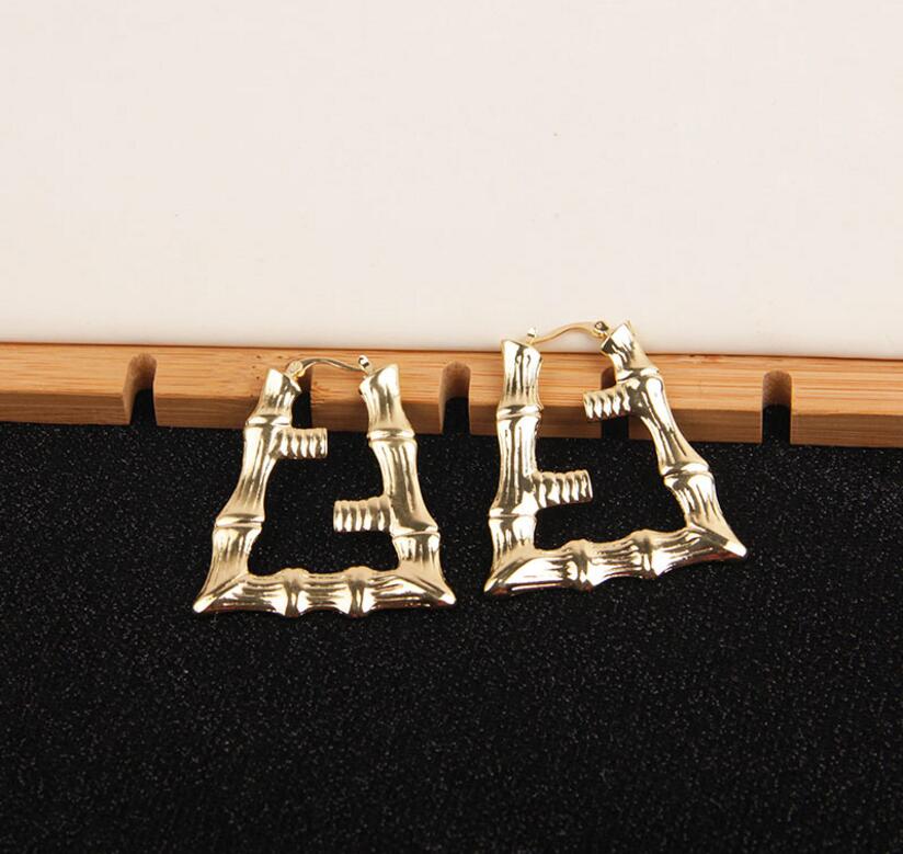 

2020 New Star Exaggerated Earrings Positive and Negative Double Letter Tide Take Large Ear Ring Bamboo Shape Fast Delivery