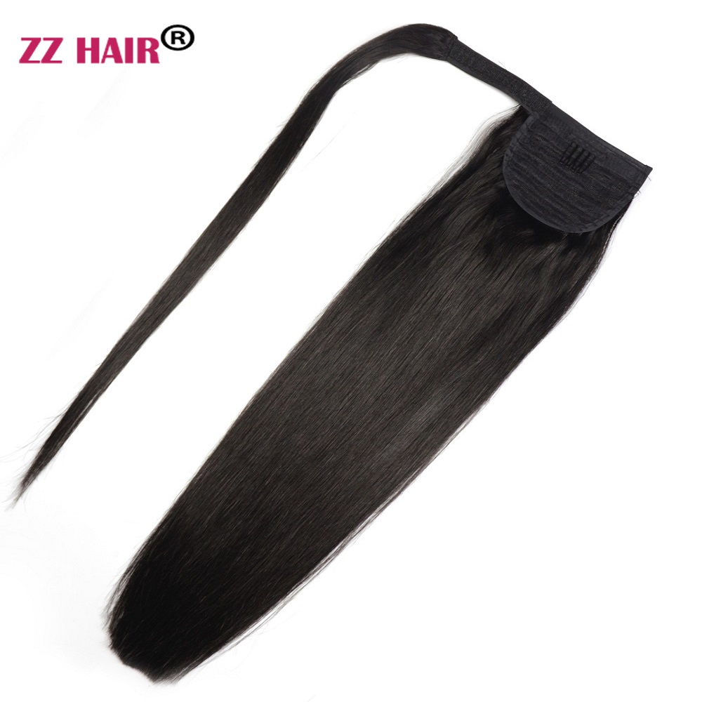 

16-28 inches Wrap Magic Ponytail Horsetail 160g Clips in/on 100% Brazilian Remy Human hair Extension Natural Straight