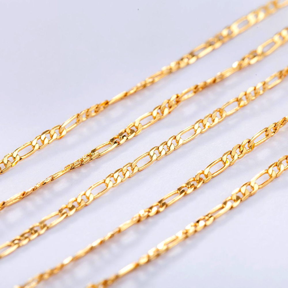 

10pcs Gold 2MM Size Figaro Necklace 16-30 Inches Fashion Woman Jewelry Woman Simple sweater chain jewelry Factory price can be customized