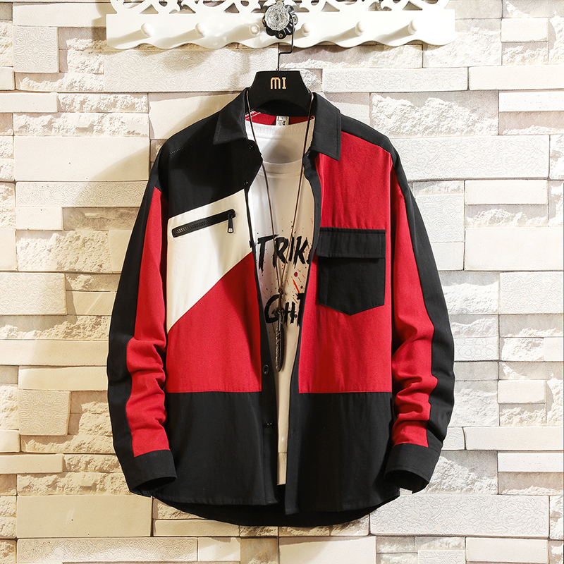 

High Qualit Patchwork Red Casual Spring Autumn Nice Men Fashion Flannel Long Sleeved Male Business Shirt Brand Men Clothes, Cc165 a