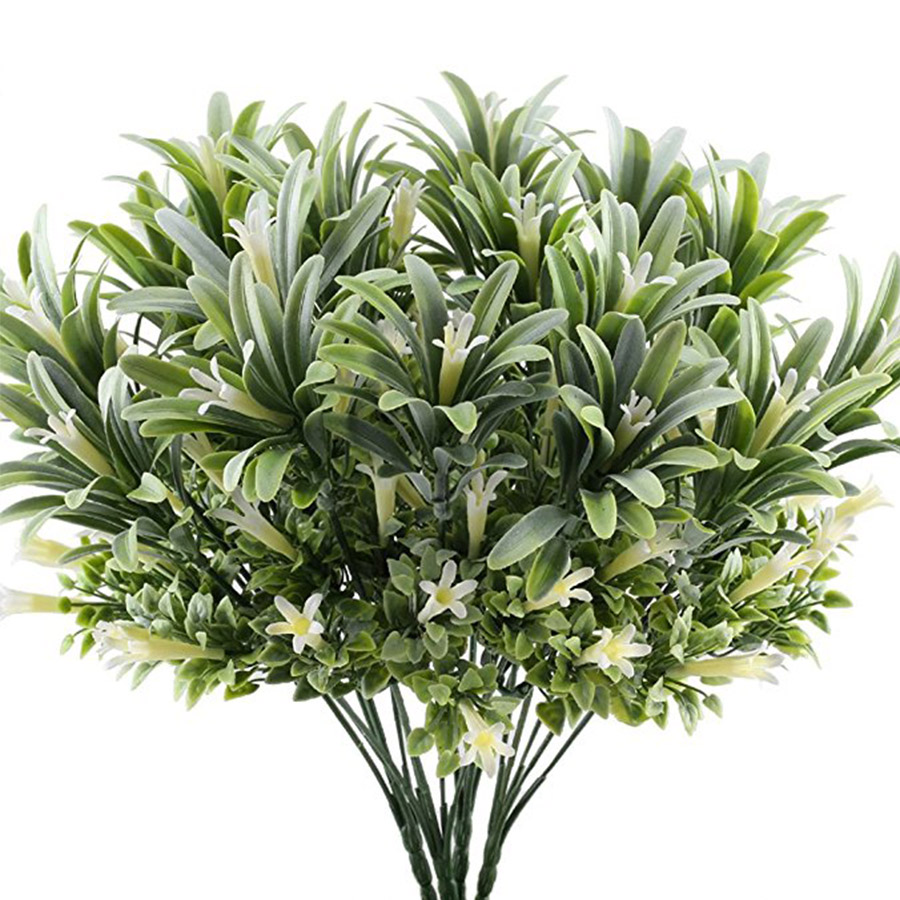 

Artificial Plastic Lily Flowers Plants Fake Leaves Garden Shrubs Green Grass Bushes Faux Morning Glory Home Outdoor Decoration