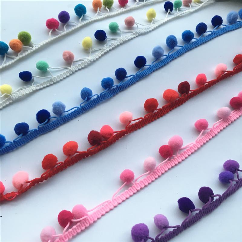 

1 meter Mix Colors 15mm Pompom Lace Trim Ball Ribbon Trim DIY Pom pom Fur Craft For Curtain Decoraiton Sewing Accessories, Red