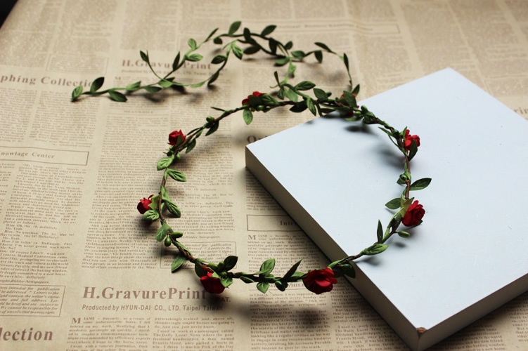 

10PCS Berries Leaves Red Rose Handmade Branch Rustic Wreath Garland,floral crown,flower girl,halo,wholesale price,lots sale, As pic