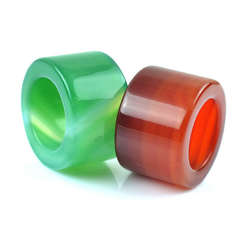 

Chinese Natural Red / Green onyx jade hand carved man ring
