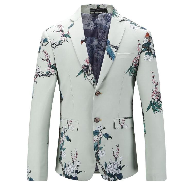

2020 British style blazer men' bird pattern business casual suits men embroidered coat jacket blazers suits, Photo color