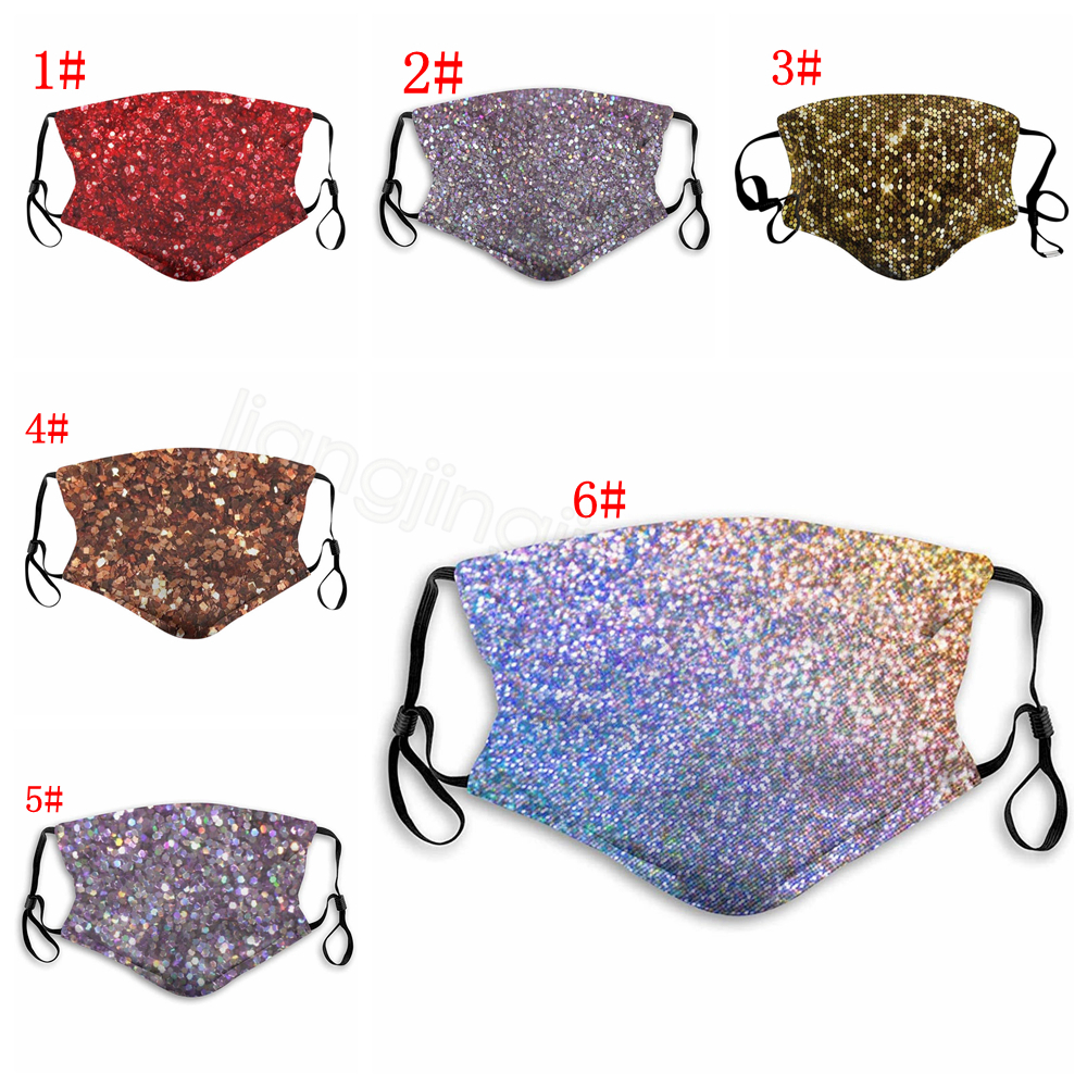

Sequin Glitter Protective Mask Dustproof Facial Mouth Girl Outdoor Printed Earloop Soft Women Bling Bling Breathable Cover Mask FFA4236 Rqxu
