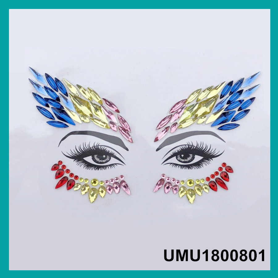 

Tattoo Face Jewels Women Sexy Crystal Eyes Gems Sticker Music Day Party Makeup Body Art Flash Glitter Sticker 4 pieces/lot