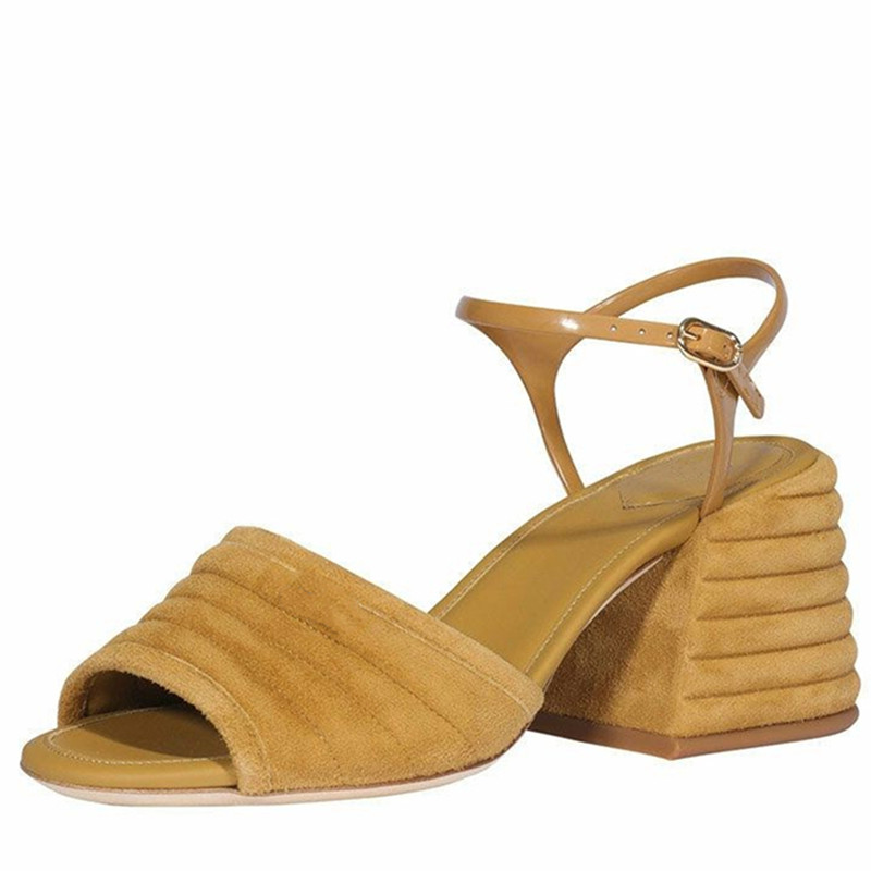 

Summer Shoes Women High Heel Sandals Buckle Strap Female Shoes Shallow Open Toe Ladies Sandals Square Heel Casual Woman, Green