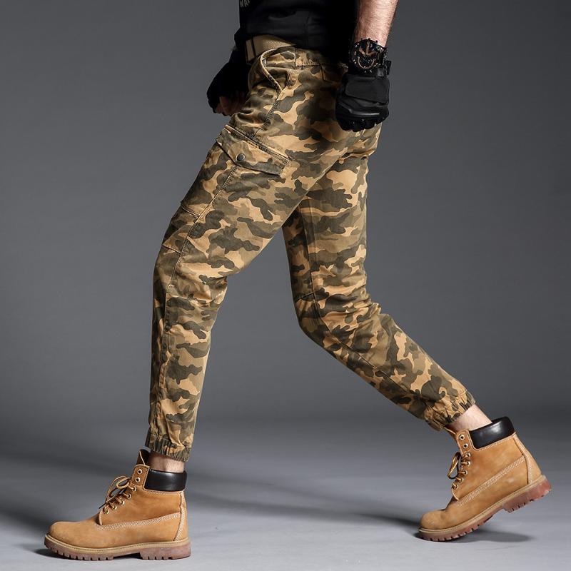 

Tide brand camouflage overalls for men multi-pocket slim and comfortable joggers men cotton breathable cargo pants, Army green
