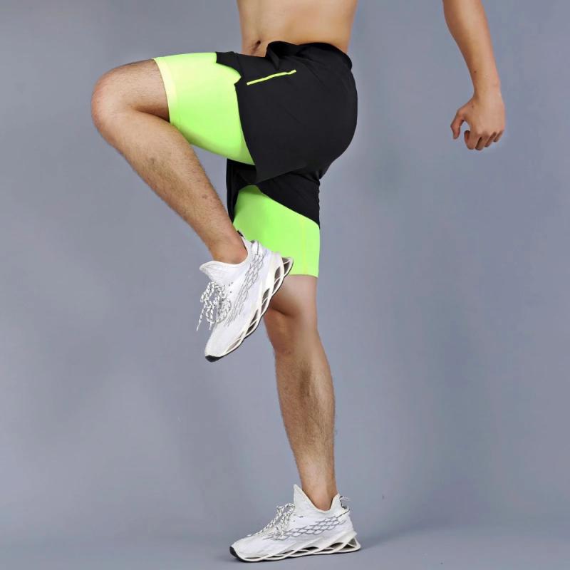 

Running Shorts Men Fitness Running Shorts 2 In 1 Quick Dry Workout Gym Sport Jogging Basketball Marathon Racing, Black