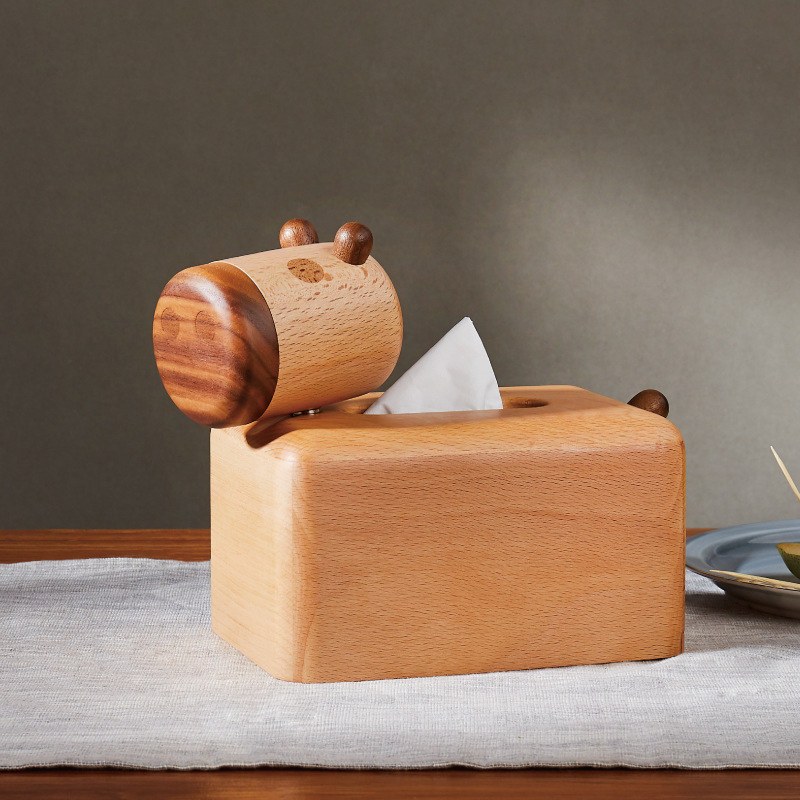 

Living Room Household Creative Crafts Solid Wood Paper Box Napkin Holder Tissue Holder Lovely Polar Bear Walnut Tissue Box