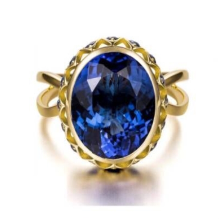 

Luxury Princess Oval Blue Sapphire Ring 18k Gold Filled Natural Gemstone Diamond Jewelry Wedding Engagement Cocktail Ring Size 6-10