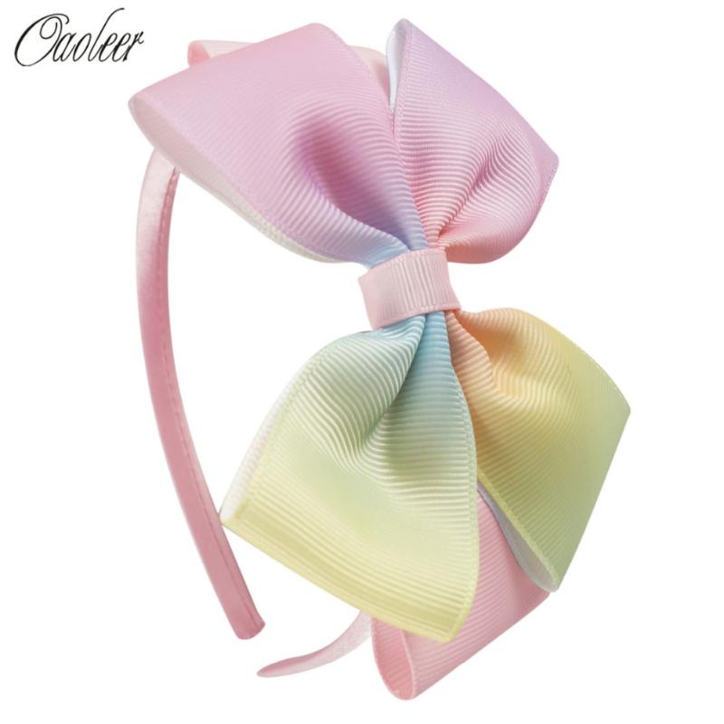 

6Pcs/lot 4inch Rainbow Hairbands Boutique Colorful Ribbon Hairband Handmade Headband For Girls Kids Hair Accessories