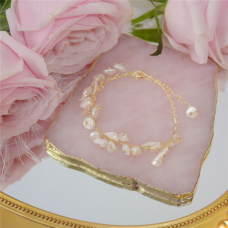 

Gold Natural Freshwater Pearl Drop Bracelet Woman Temperament Exquisite Korean Girl Jewelry Accessories Anniversary Gifts