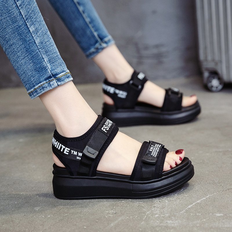 

New summer platform Velcro ladies sandals, Black