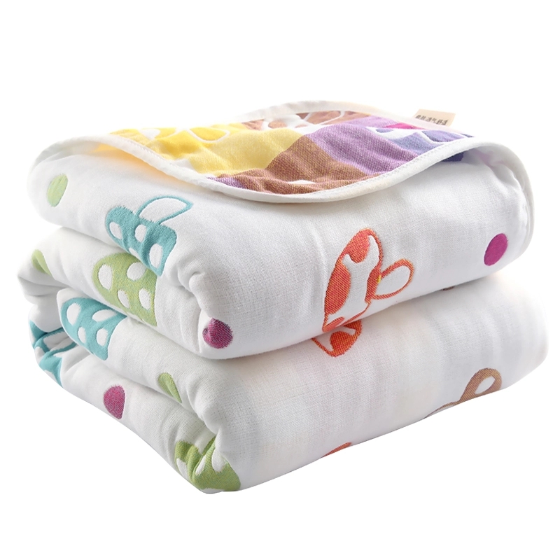 

90*100cm Pure Cotton Baby Blanket Summer Toddler Bedding Quilt 6 Layer Muslin Swaddle for Newbons Gauze Bath Towel baby deken, Yunduofen 6layers