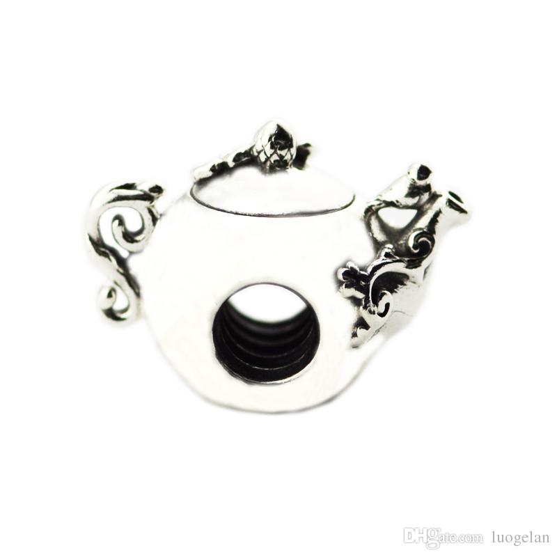 2018 Spring New 925 Sterling Silver Enchanted Tea Pot Charm With Clear CZ Bead Fits Pandora Bracelet DIY for Women Jewelry Accessories-image-440805376