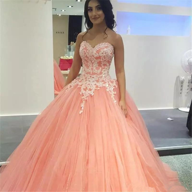 

Blush Pink Quinceanera Dresses 2019 Sweetheart Appliques Lace Tulle Ball Gown Prom Dresses Sweet 16 Dresses Party Quinceanera Gowns Z12, Light sky blue