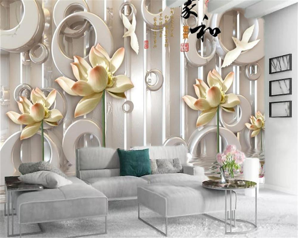 

3d Mural Wallpaper Delicate Lotus Swan Lake Customize Your Favorite Atmospheric Interior Decoration Wallpaper, As pic