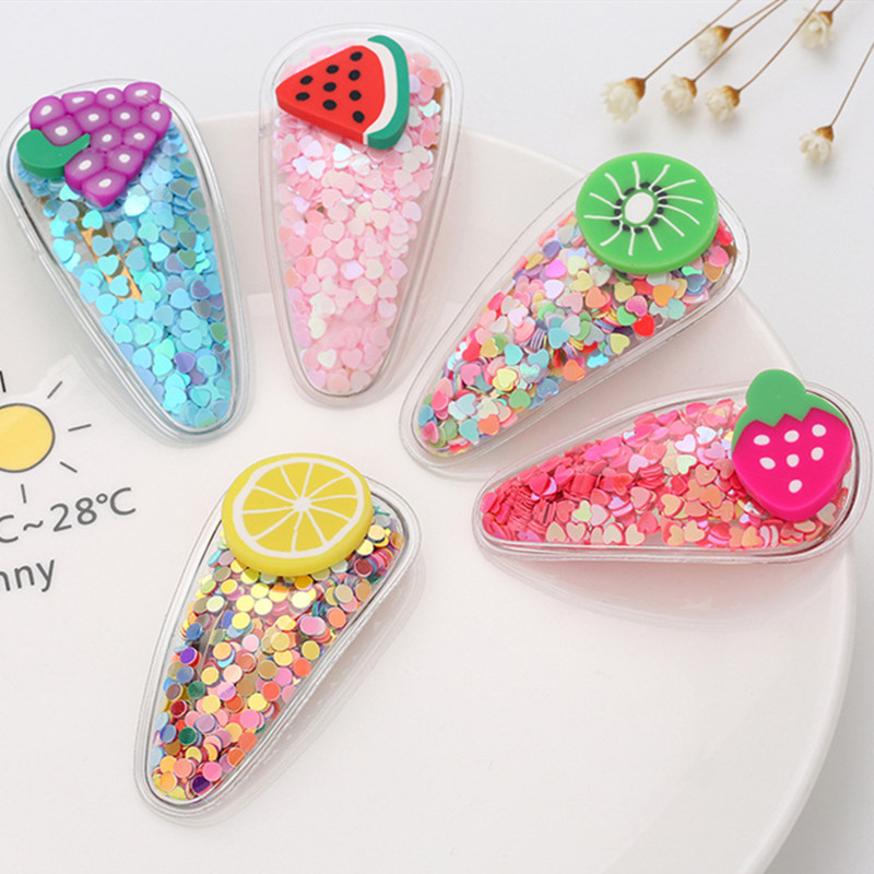 

2Pcs/Set Lovely Quicksand Fruit Hairpins Children's Girls Hair Clips Personality Temperament Barrttes Hair Accessoriesv, Strawberry