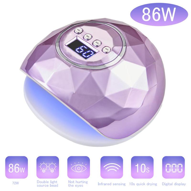 

Quick Dry UV Lamp 86W Nail Dryer Pro UV LED Gel Nail Lamp Fast Curing Gel Polish Ice for Manicure Machine, Pink